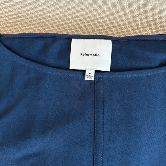 NEW Reformation Cyra Midi Dress Sz4 Navy Blue - Picture 6 of 10